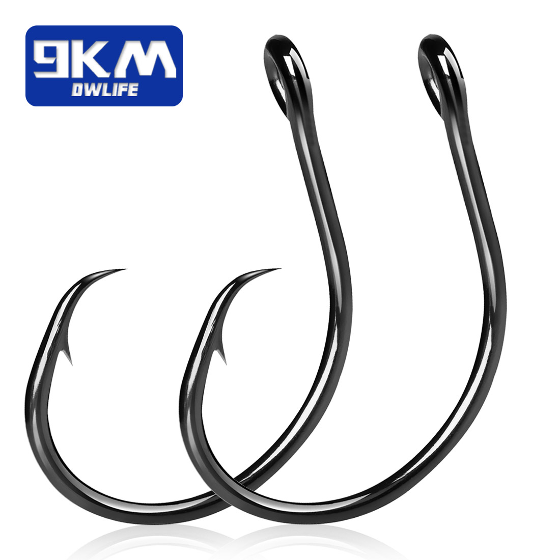 Fishing Hook Circle - 9KM 25-50個入り インラインワイドギャップサークルフック、非オフセットソルトウォーター用ナマズフック、バス、ウォールアイ、クラッピー、淡水用ターミナルタックル