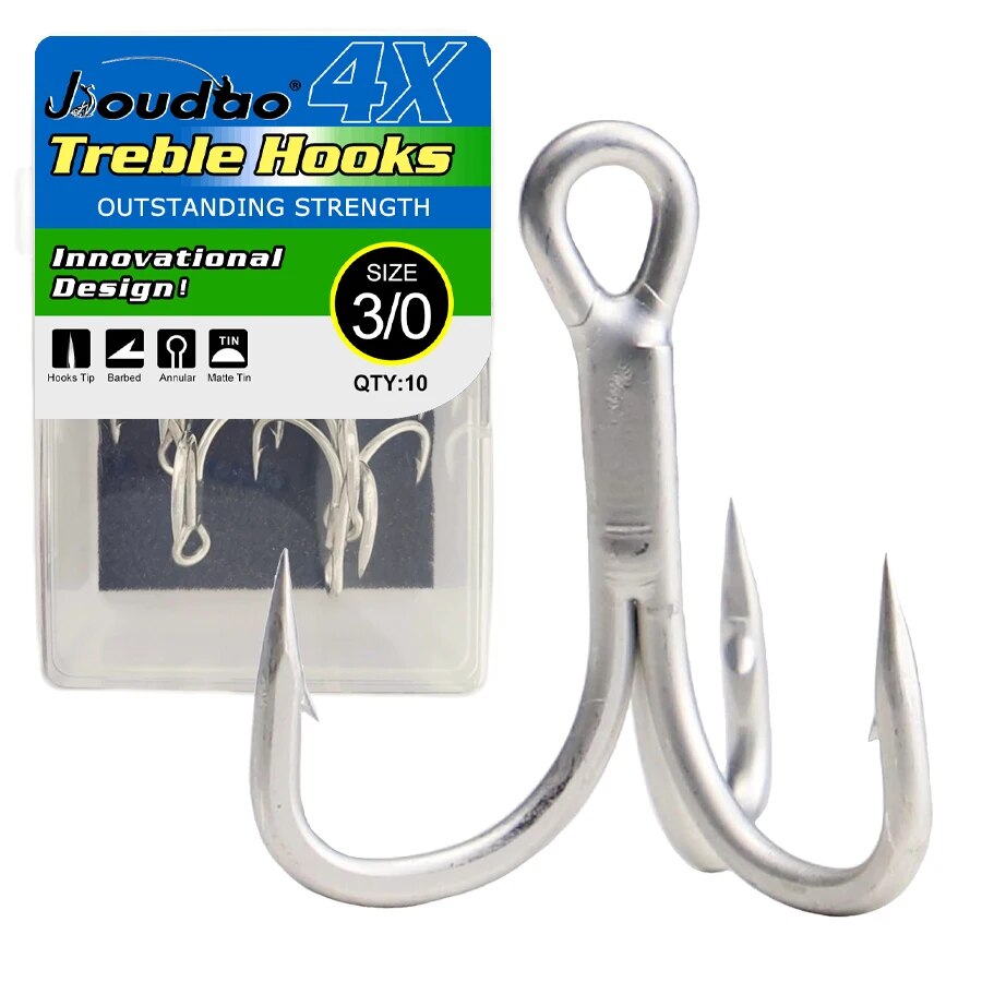 Fishing Hook Offset - 釣りトレブルフック​​高炭素鋼 4X 強力なシャープ有刺鉄線釣り針ルアー餌釣り 10 ピース/箱 8