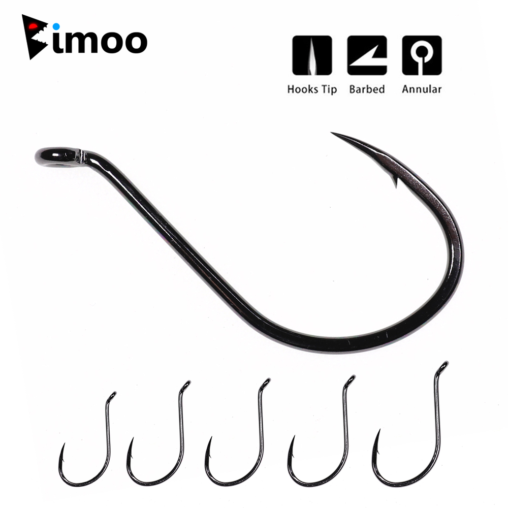 Fishing Hook Barbless - Bimoo 20 個オフセットタコくちばしフック高炭素鋼黒ニッケル海釣りフック 4/0 5/0 6/0