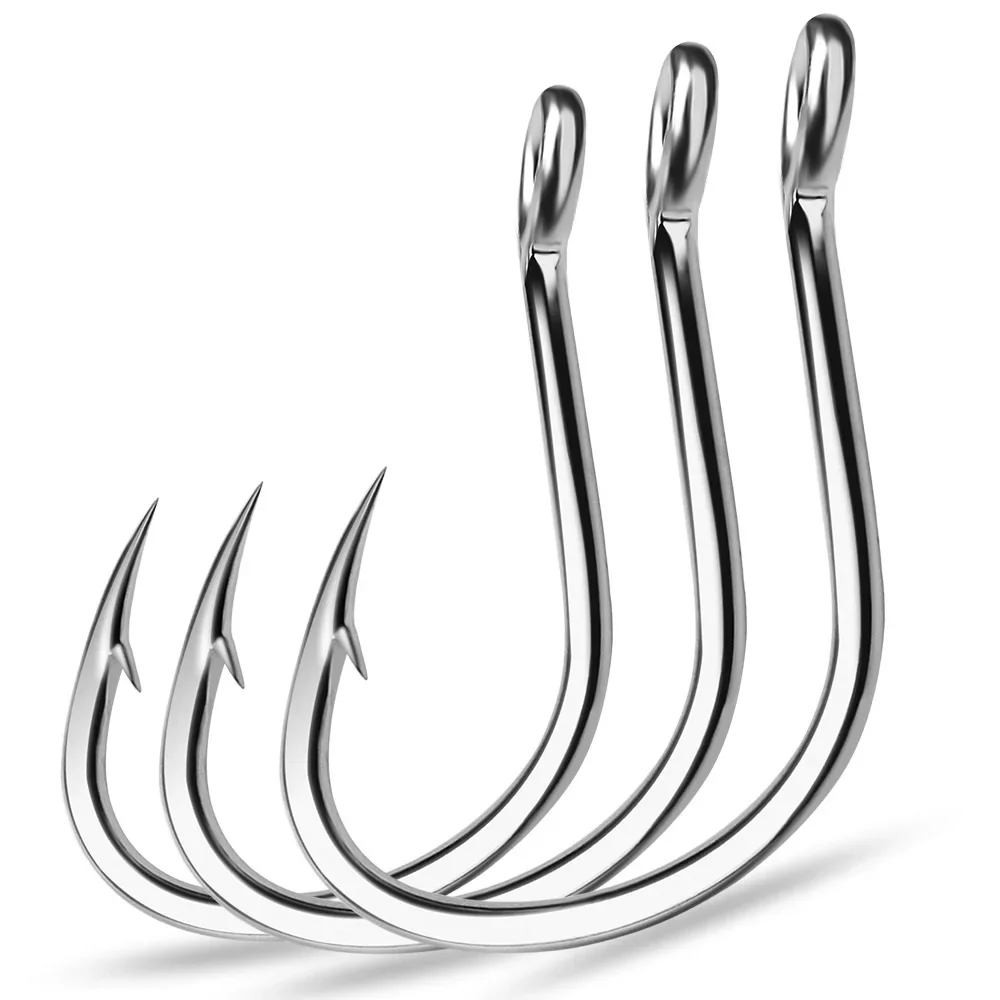 Fishing Hook Barbless - リングアイ釣り針釣りフックシルバー有刺鉄線サークルフックフライフィッシングシャープフック炭素鋼タックルアクセサリーワームフック