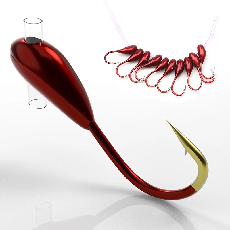 10/20 個冬氷釣りフック高炭素鋼有刺鉄線転倒フックジグヘ - Fishing Hook Offset のレビューと価格