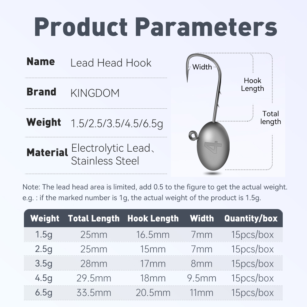 王国 15 個リードヘッドフック釣りフック 1.5 グラム  - Fishing Hook Barbless のレビューと価格