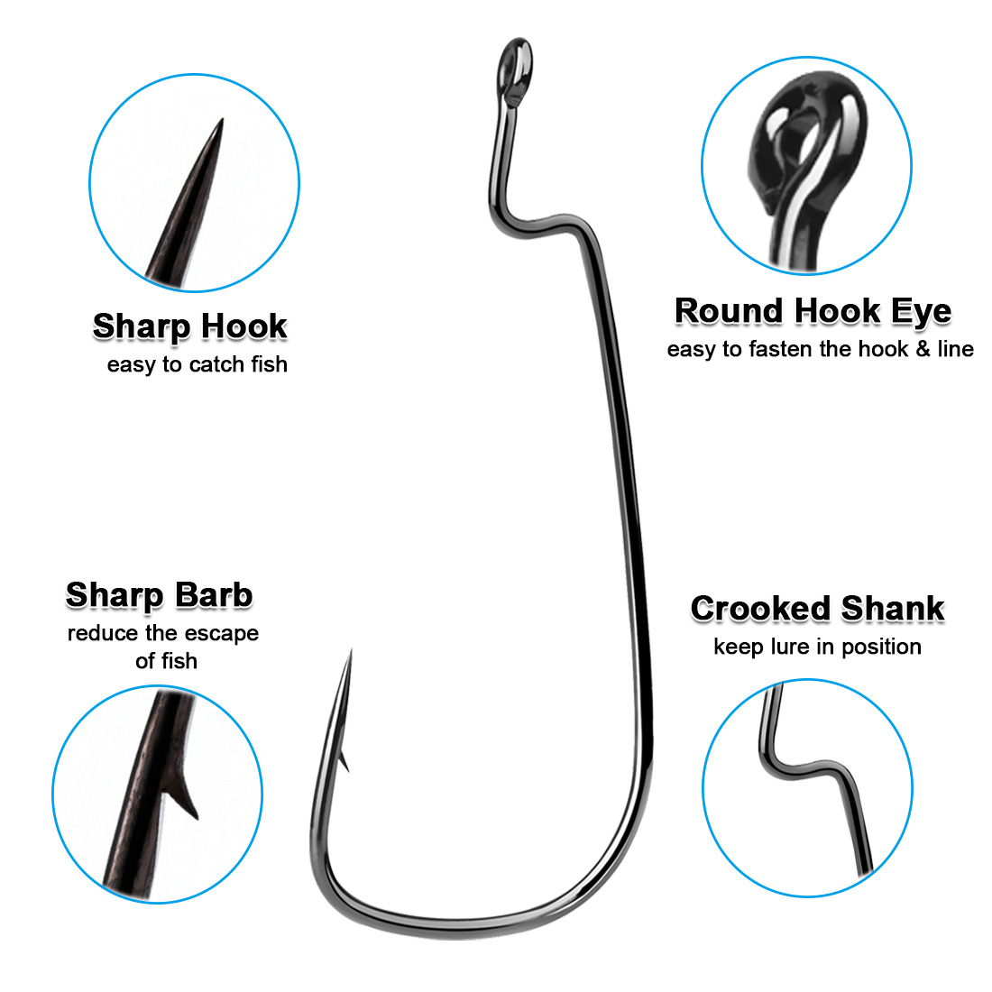 フィッシュトリップ 50-100個入り ワームフック 釣り用 - Fishing Hook Offset のレビューと価格