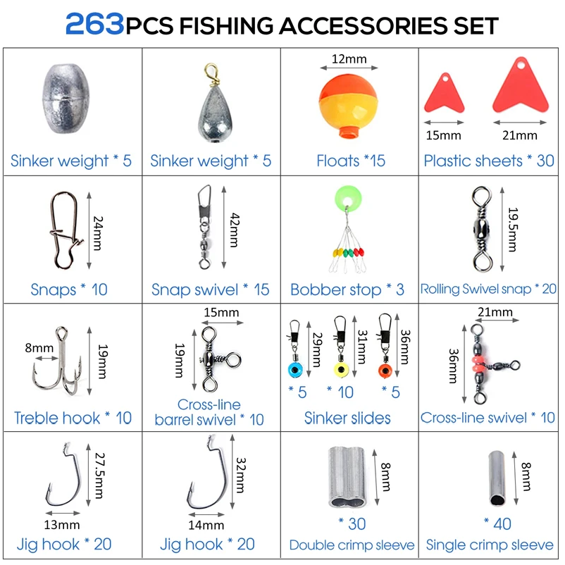 263 個の屋外釣りアクセサリーセット、プライヤージグフック - Fishing Hook Box のレビューと価格
