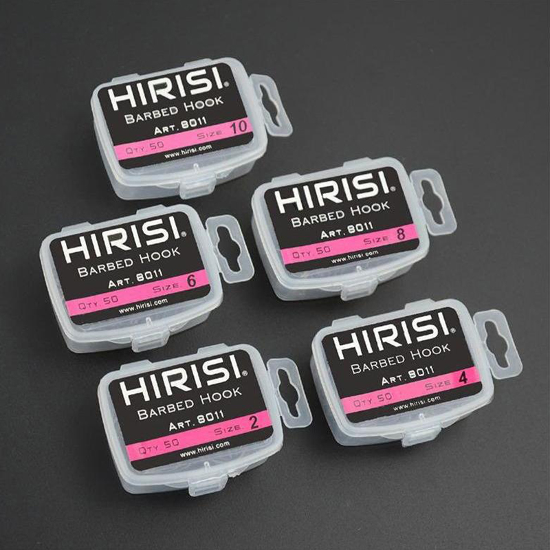 新しいヒリシ50個入り箱入りフック、バーブ付きマルチタイプフ - Fishing Hook Box のレビューと価格