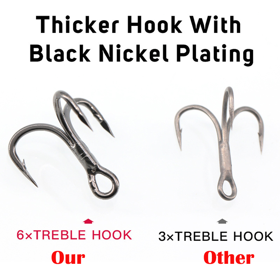 6X 釣りトレブルフック​​ 10 個トリプル釣りフックビッ - Fishing Hook Offset のレビューと価格