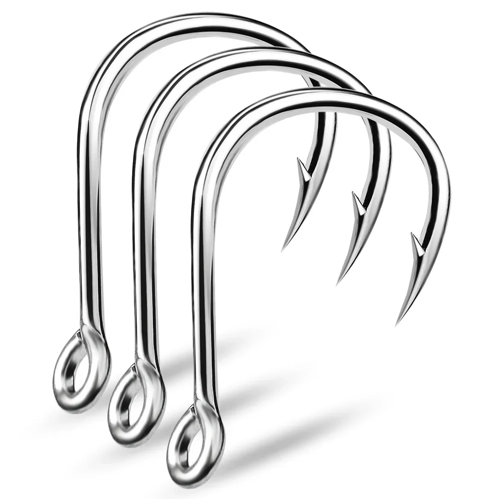 リングアイ釣り針釣りフックシルバー有刺鉄線サークルフックフラ - Fishing Hook Barbless のレビューと価格