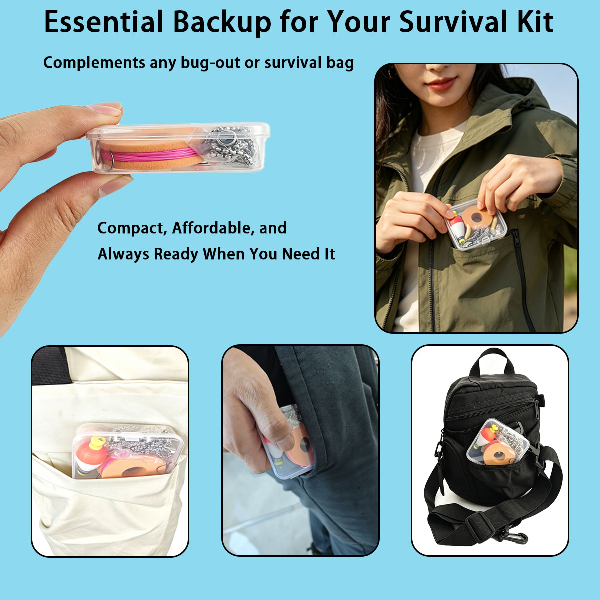 ポータブル緊急釣り具セット、ポータブル屋外緊急釣りキット（浮 - Fishing Hook Box のレビューと価格