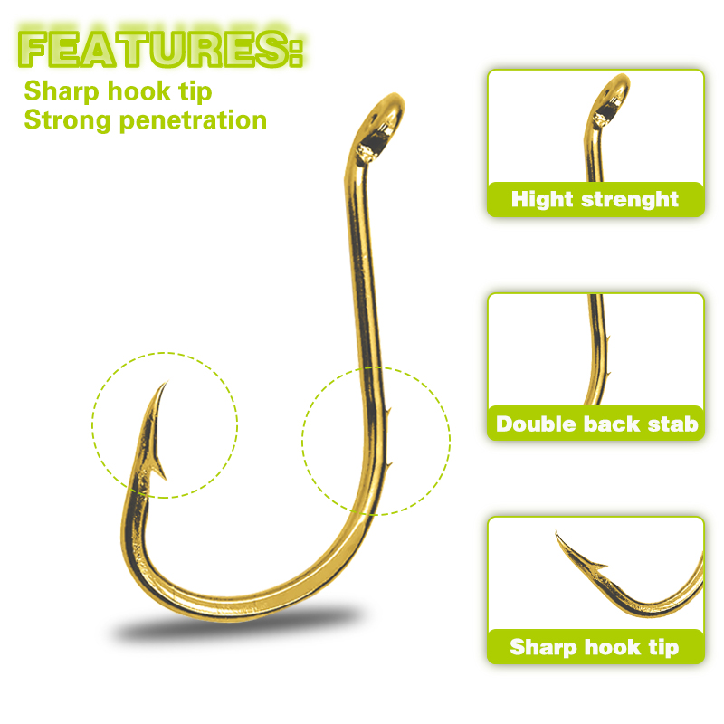 タコフィッシングフック、50個、海釣りフック、目付きバーブフ - Fishing Hook Circle のレビューと価格